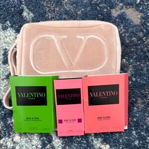 Valentino Velvet Wristlet Pouch with Donna Fragrance Samplers